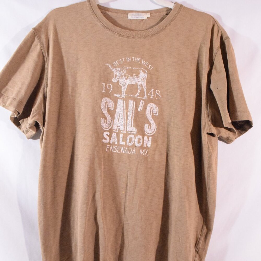 J Crew Women's Cotton Crew Neck Sal's Saloon Graphic Tee Shirt- Size L Only worn